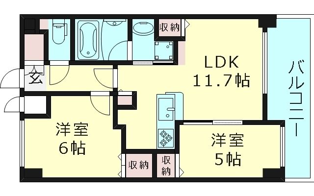 【大阪市城東区鴫野西のマンションの間取り】