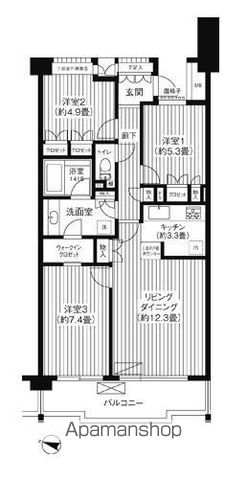 ＪＲ根岸線 洋光台駅 徒歩9分 5階建 築25年の間取り写真