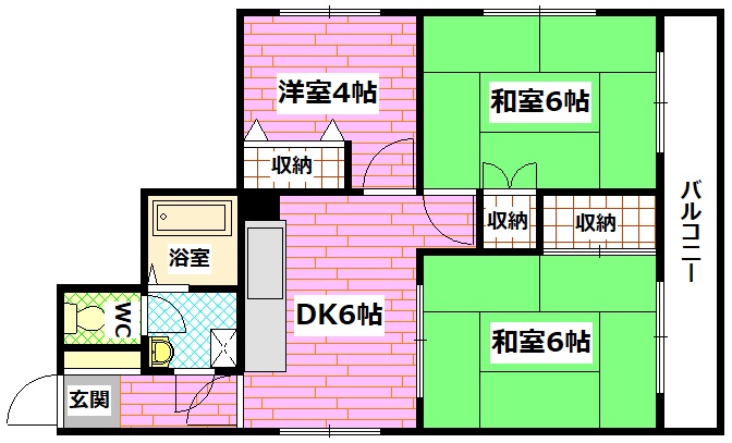 安芸郡府中町鹿籠のマンションの間取り