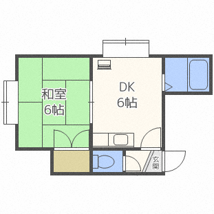 札幌市西区発寒六条のアパートの間取り