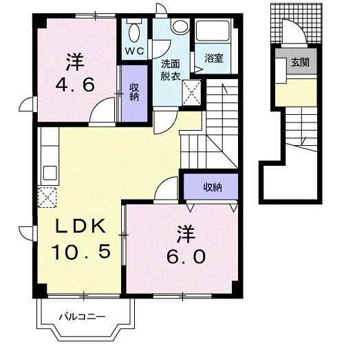 大分市賀来南のアパートの間取り