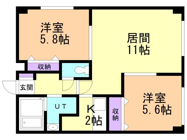 函館市海岸町のマンションの間取り