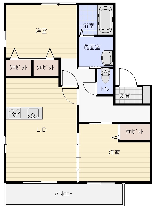 西尾市中畑町のアパートの間取り