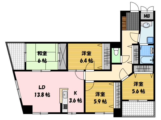 【長崎市金屋町のマンションの間取り】