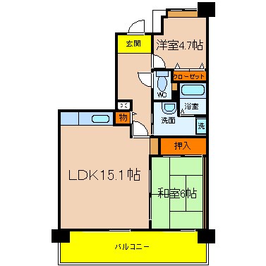 神戸市中央区脇浜海岸通のマンションの間取り