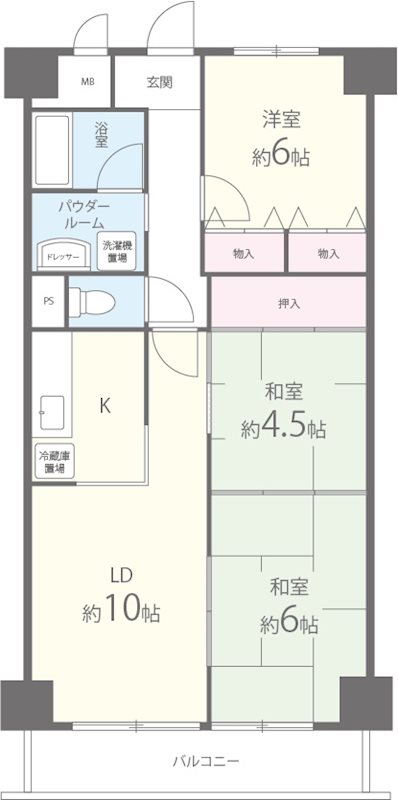 八尾市本町のマンションの間取り