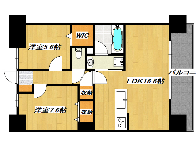 姫路市飾磨区思案橋のマンションの間取り