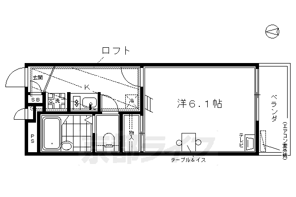 京都市下京区西七条比輪田町のアパートの間取り