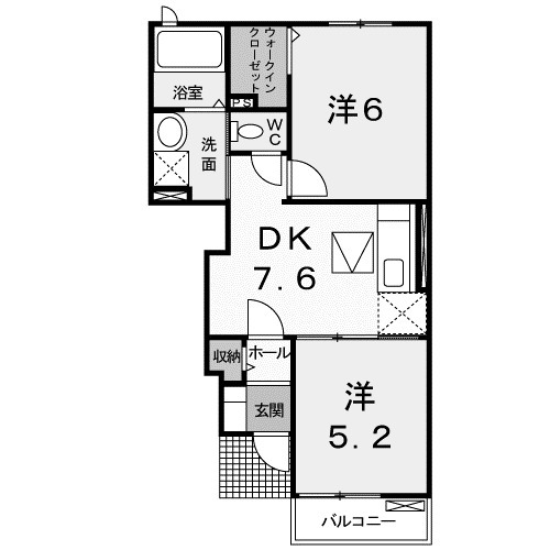 羽生市大字北袋のアパートの間取り