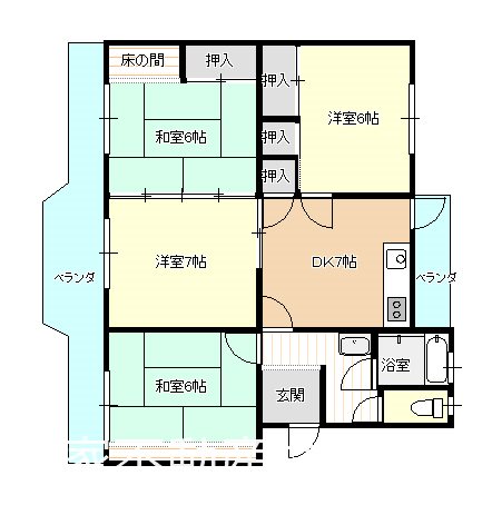 西諫早ハイツＣの間取り