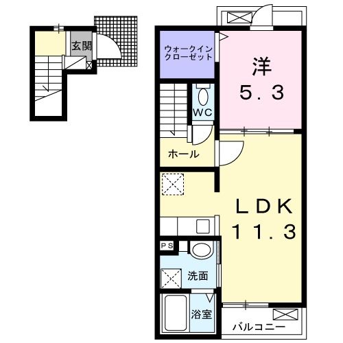 宇部市大字西岐波のアパートの間取り