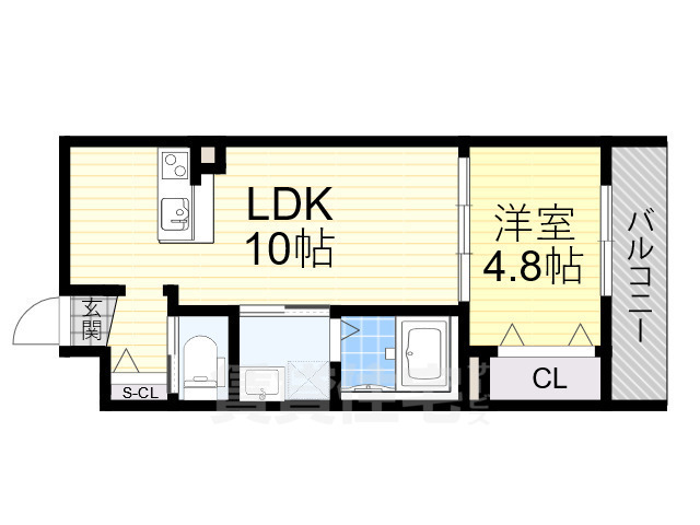 【堺市堺区北庄町のアパートの間取り】