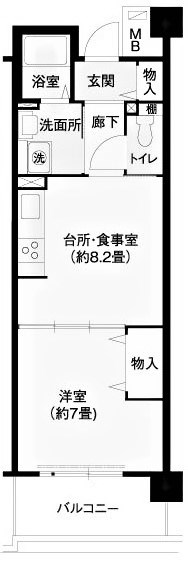 神戸市中央区東川崎町のマンションの間取り