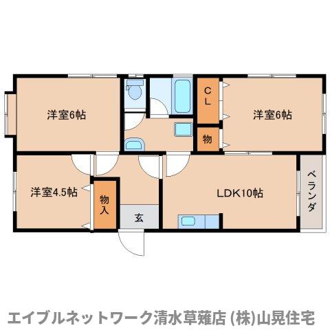 静岡市葵区瀬名川のマンションの間取り