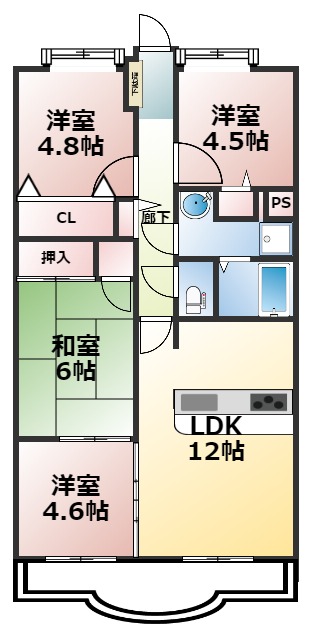 【サントノーレ愛大医学部前の間取り】