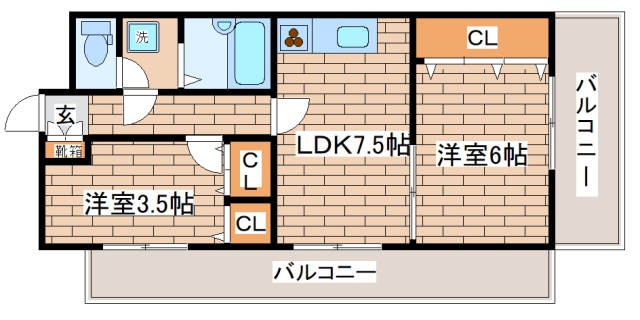 神戸市中央区雲井通のマンションの間取り