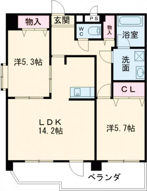 豊橋市中郷町のマンションの間取り