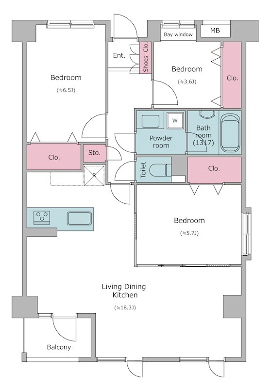 港区赤坂のマンションの間取り