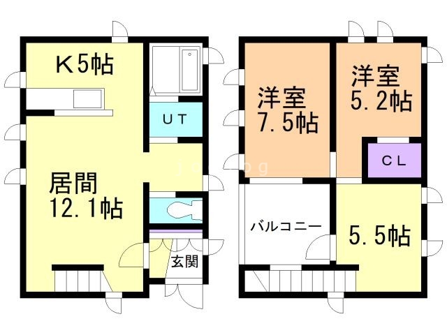 旭神メゾネットの間取り