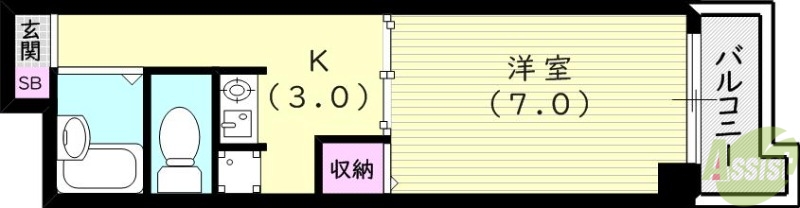 西宮市今津久寿川町のマンションの間取り