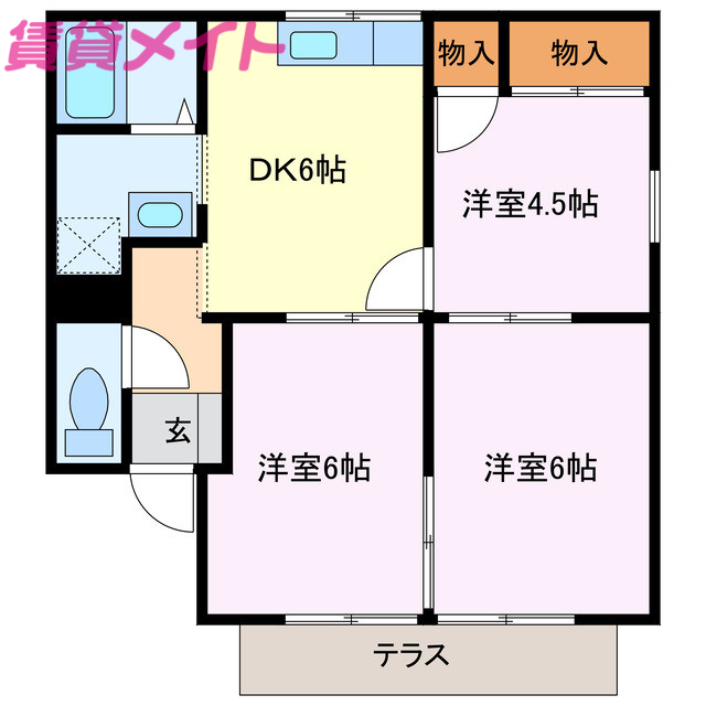 志摩市阿児町鵜方のアパートの間取り