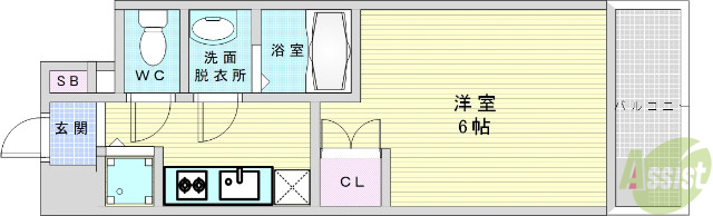 大阪市北区南扇町のマンションの間取り