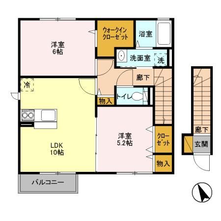 つくばみらい市紫峰ヶ丘のアパートの間取り