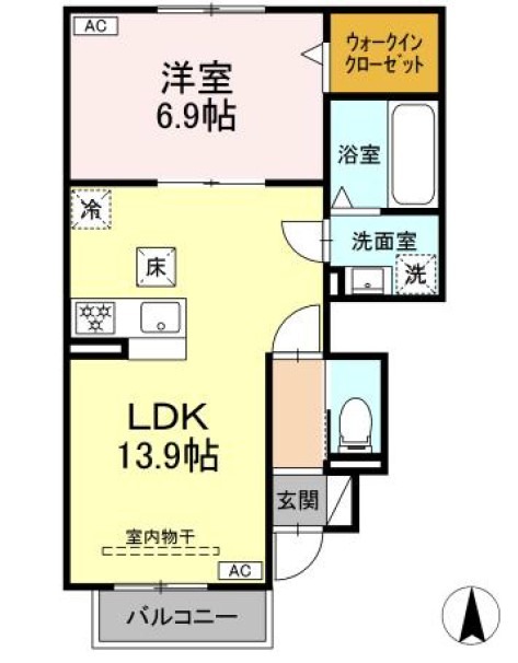 浜松市中央区篠原町のアパートの間取り