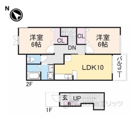 湖南市朝国のアパートの間取り