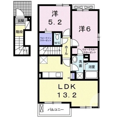 富田林市宮甲田町のアパートの間取り