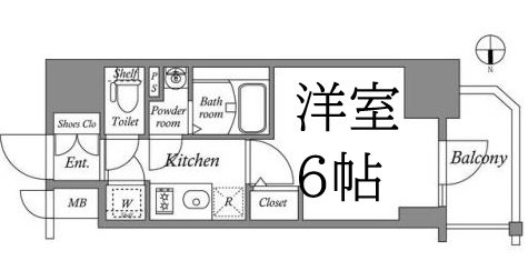 大阪市城東区森之宮のマンションの間取り