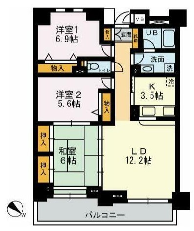 荒川区西日暮里のマンションの間取り