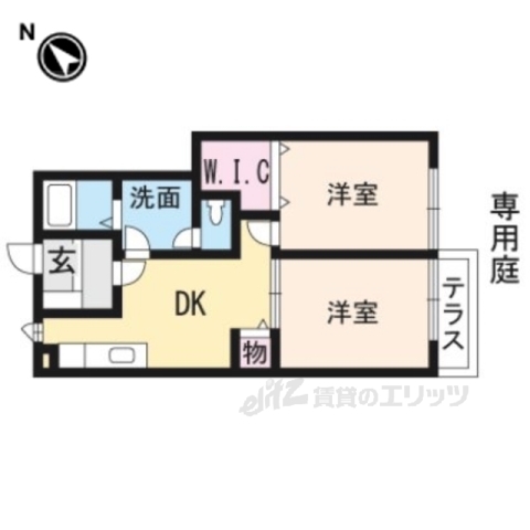 南丹市園部町城南町のアパートの間取り