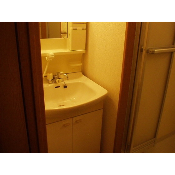 洗面設備　明るい色調の室内です