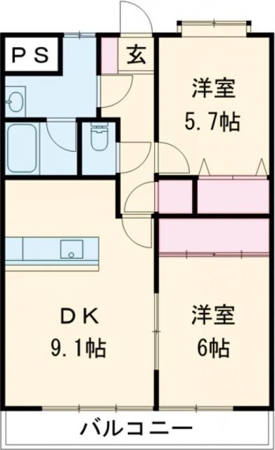 ＪＲ信越本線 新潟駅 バス乗車時間：37分 最寄りバス停で下車 徒歩5分 6階建 築28年の間取り写真