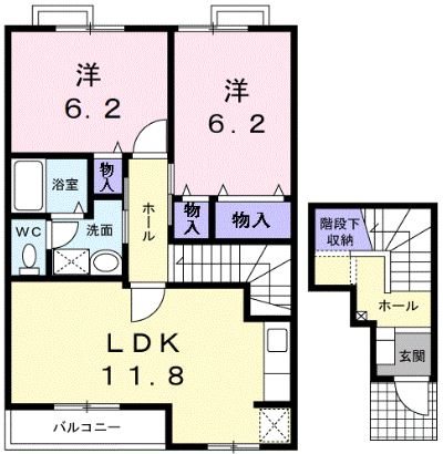 東近江市五個荘五位田町のアパートの間取り