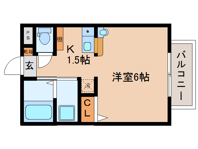 奈良市法蓮町のアパートの間取り