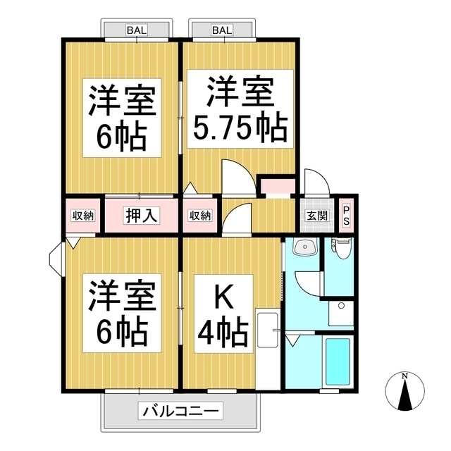 サンガーデン中野　Ｂ棟の間取り