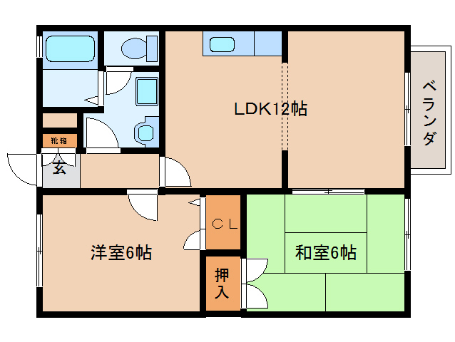 奈良市青野町のアパートの間取り