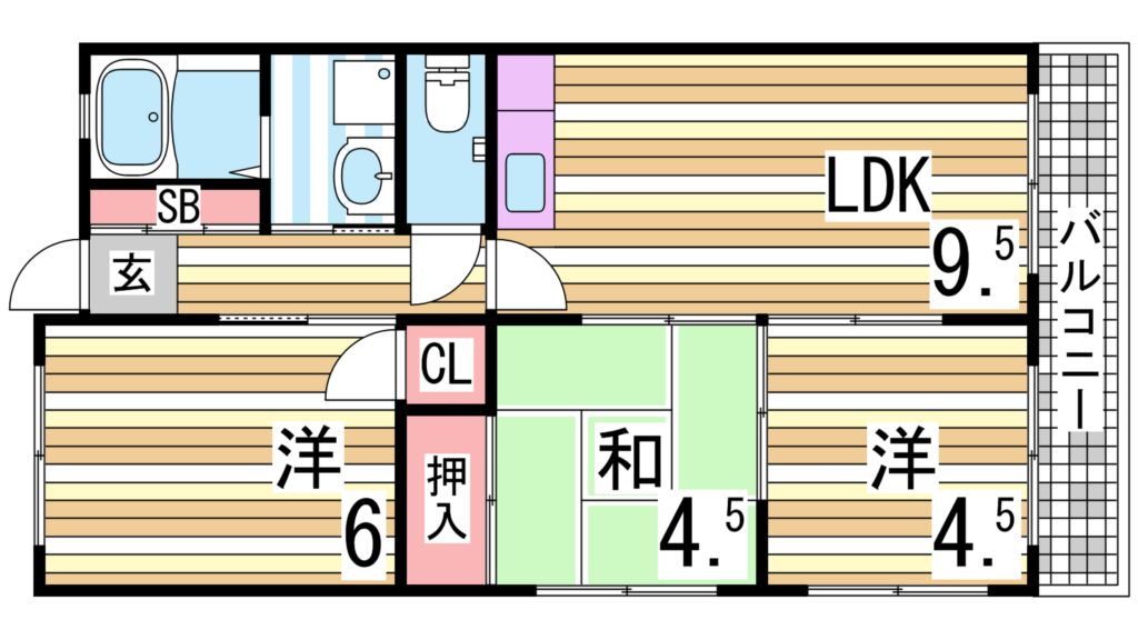 神戸市垂水区名谷町のマンションの間取り