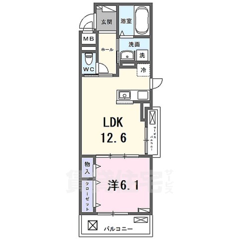 京都市南区久世殿城町のアパートの間取り