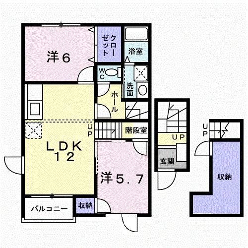 【五泉市白山のアパートの間取り】