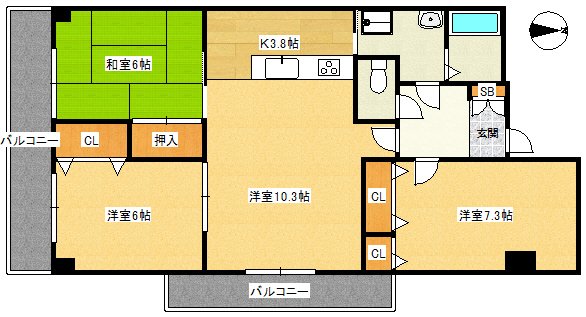 【神戸シフレ雲雀ケ丘の間取り】