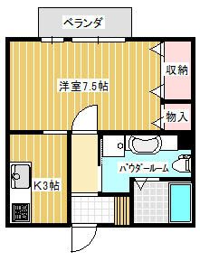 千葉市中央区鶴沢町のアパートの間取り