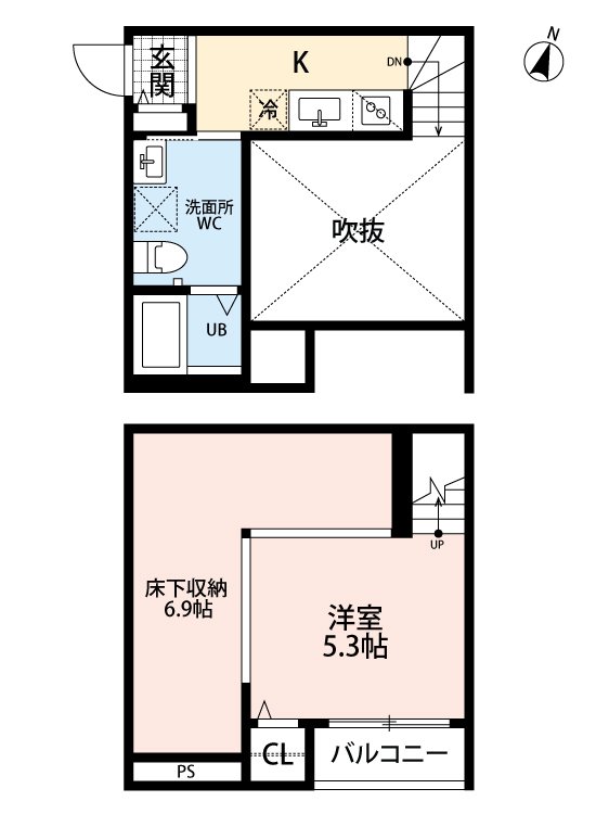 熊本市中央区琴平のアパートの間取り