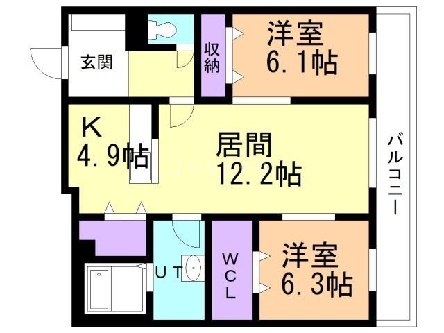 札幌市西区山の手一条のマンションの間取り