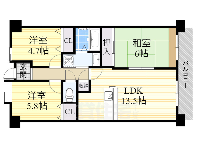 グリーンパレス竹園の間取り