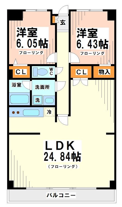 調布市緑ケ丘のマンションの間取り