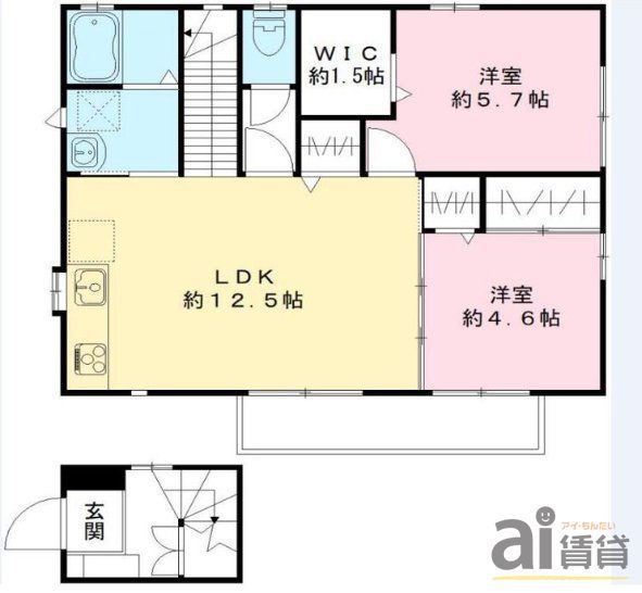 所沢市大字下安松のアパートの間取り