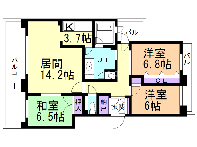 札幌市西区発寒六条のマンションの間取り